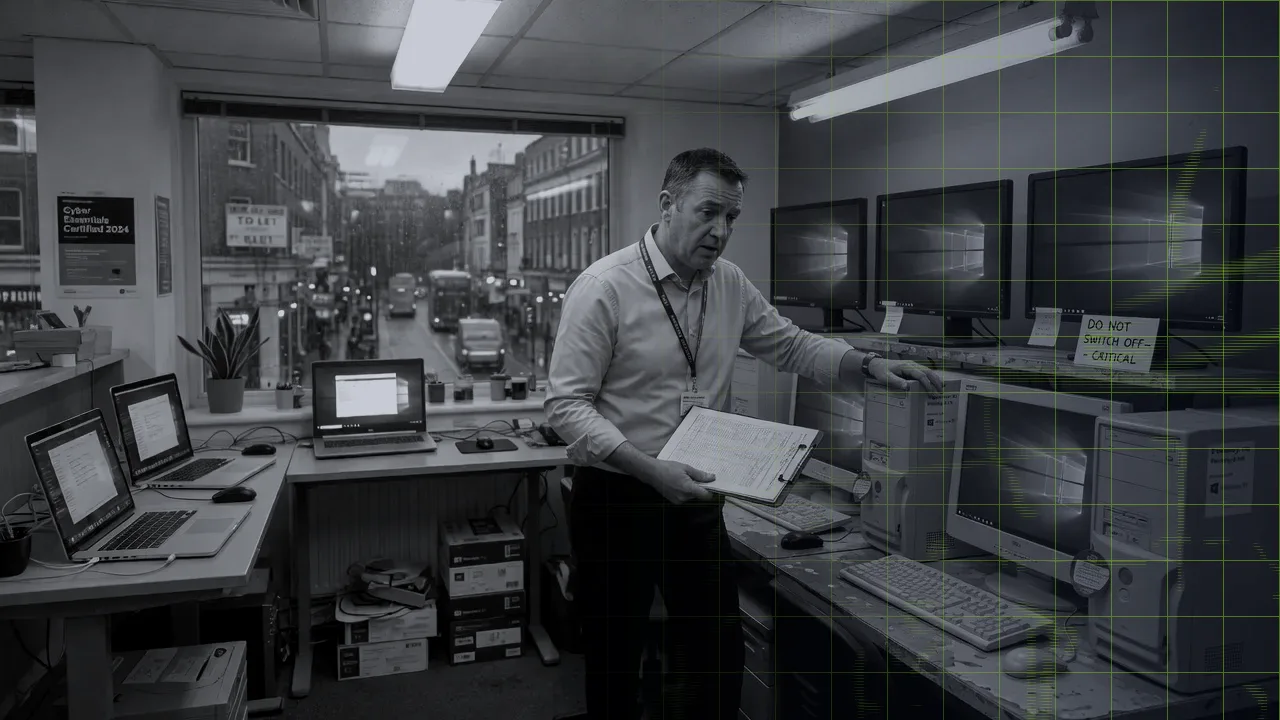 Row of ageing office PCs still running Windows 10 after end of support